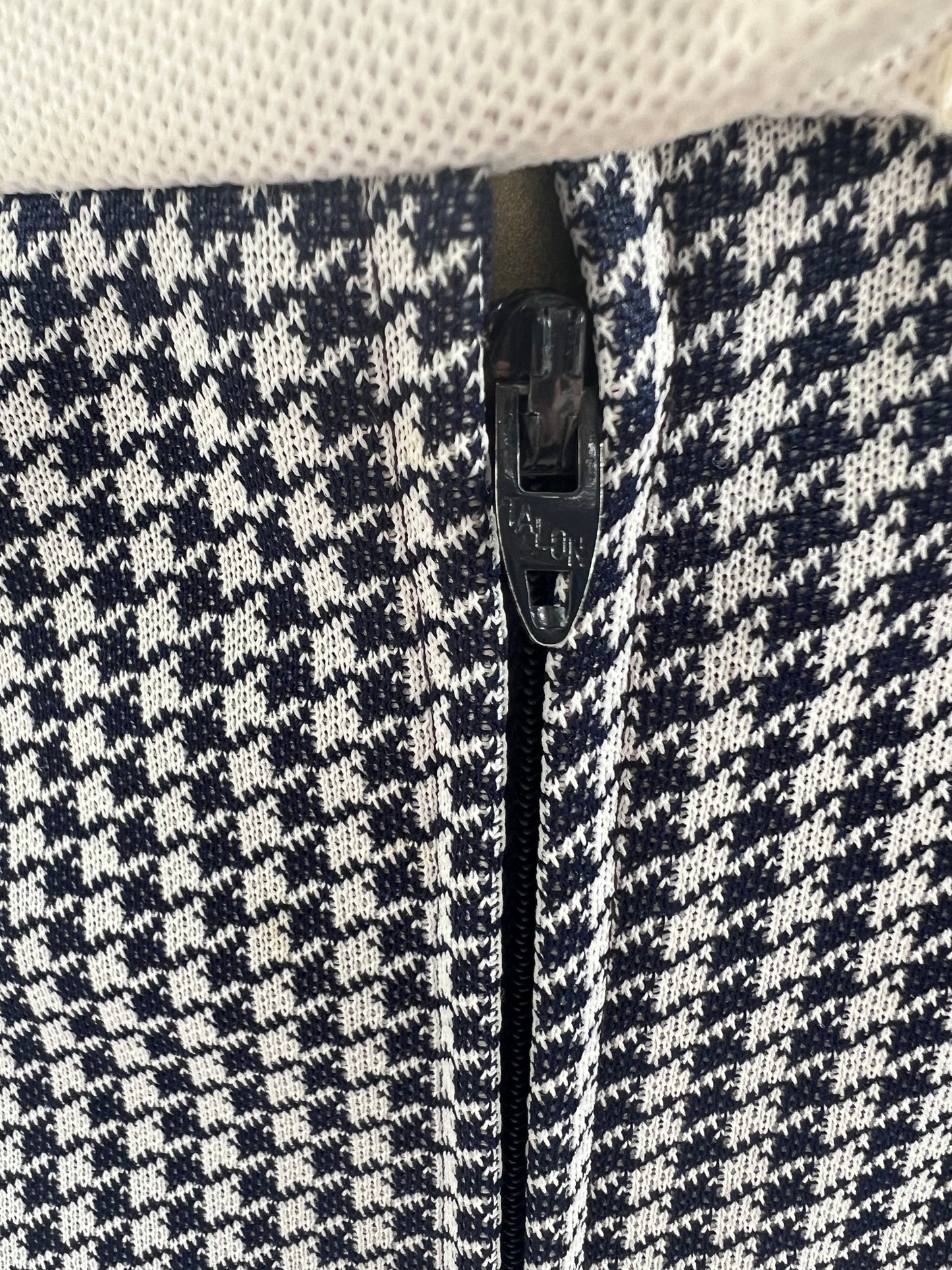 Vintage 70s Trompe L’oeil Day Dress, Mod Poly Houndstooth, Size S