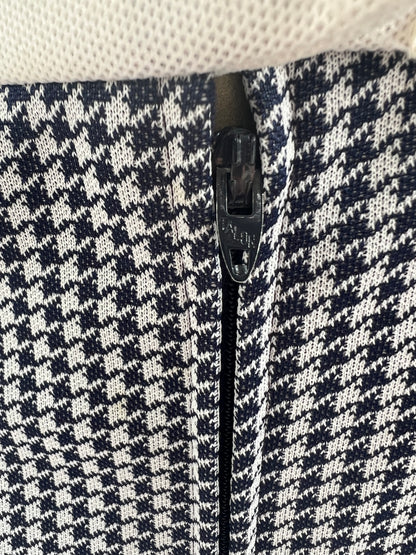 Vintage 70s Trompe L’oeil Day Dress, Mod Poly Houndstooth, Size S