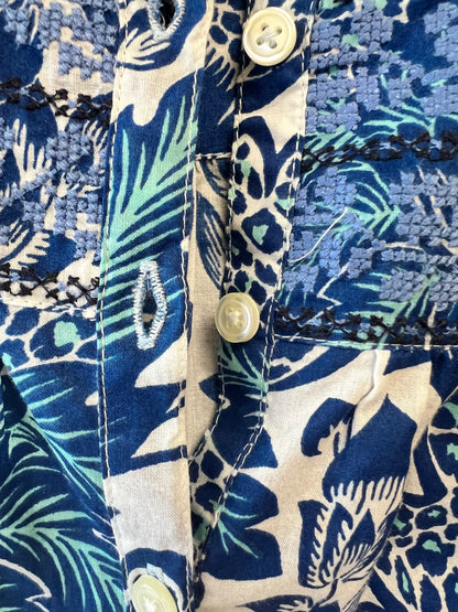J. Crew Blue and White Floral Cotton Blouse, size s
