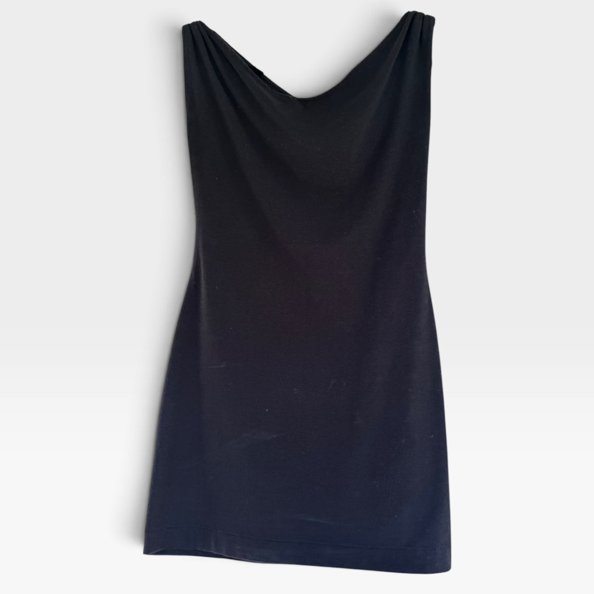 Rare Vintage 80s OMO Norma Kamali Sleeveless Cowl Neck LBD Mini Dress, Size SP