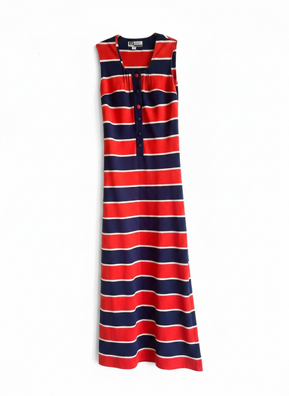 Loubella Vintage Late 60s to Mid 70s Striped Maxi, Size M
