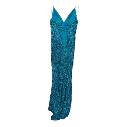 Sherri Hill Turquoise Sequined Gown, size xs