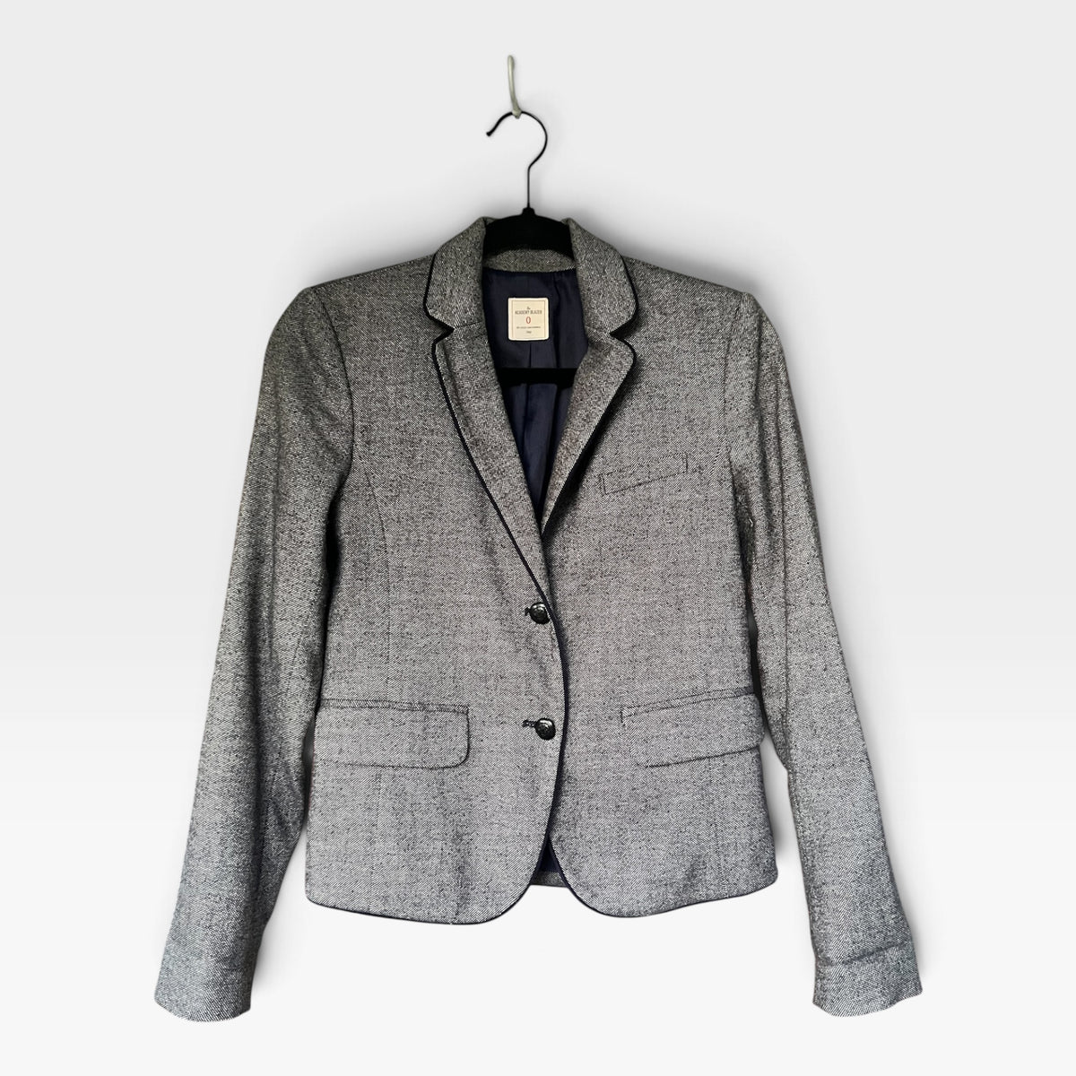 Gap - The Academy Blazer - Gray Wool Blend Tweed Blazer - Elbow Patches, Size 0