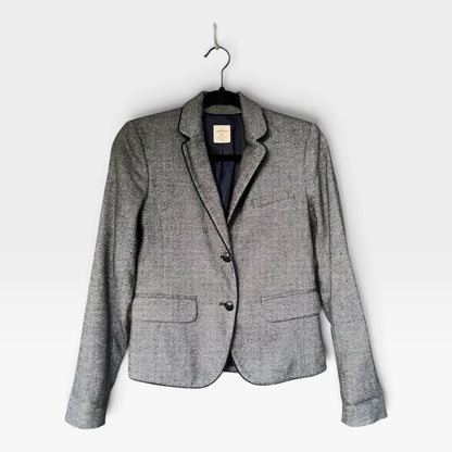 Gap - The Academy Blazer - Gray Wool Blend Tweed Blazer - Elbow Patches, Size 0