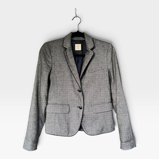 Gap - The Academy Blazer - Gray Wool Blend Tweed Blazer - Elbow Patches, Size 0