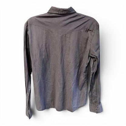 Sun Valley Western Vintage Grey Pearl Snap Shirt, size s