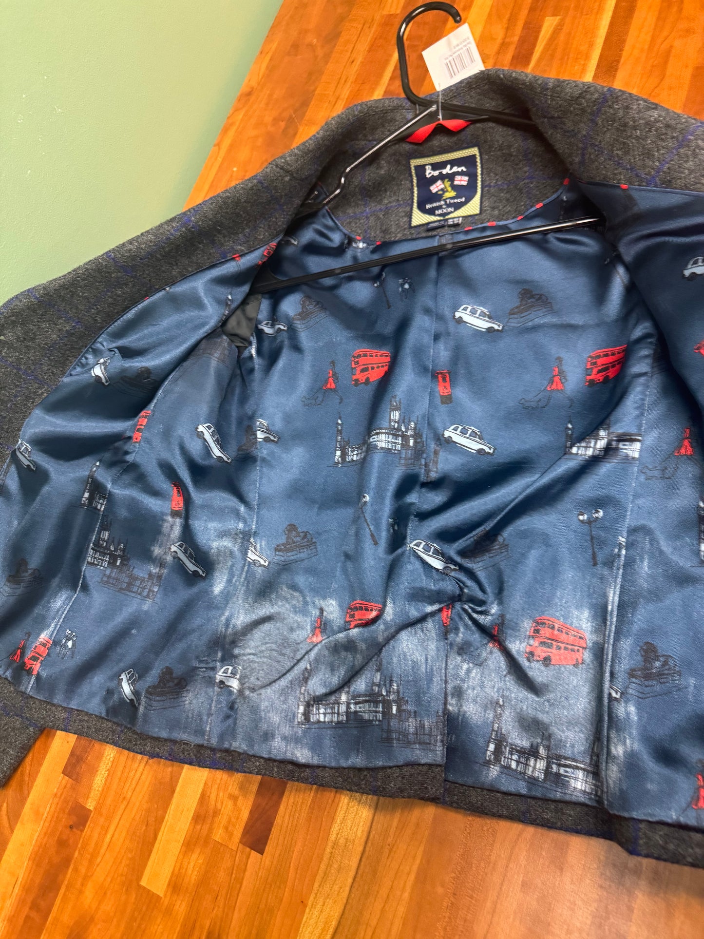 Boden Gray/Blue Wool Plaid Blazer, size 8p