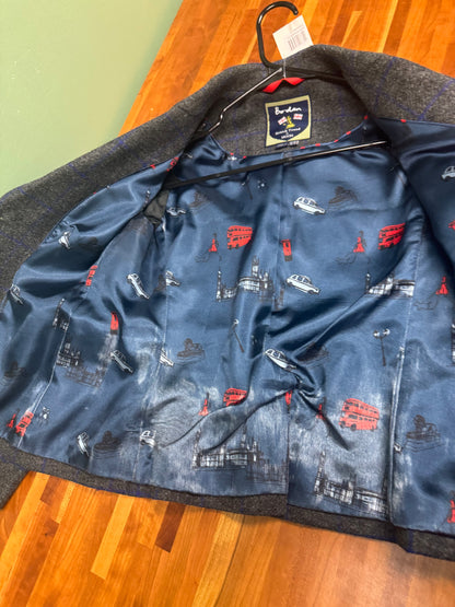 Boden Gray/Blue Wool Plaid Blazer, size 8p