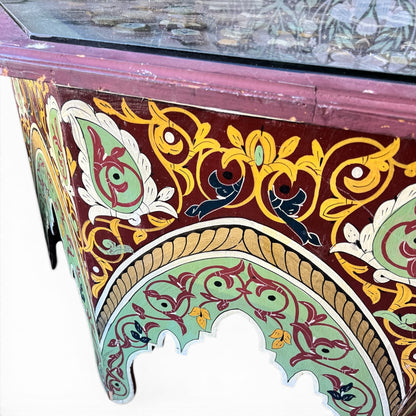 Moroccan Painted Coffee Table with Glass