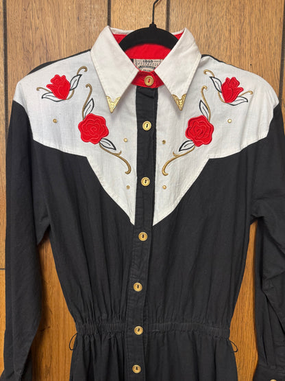 Vintage Western Dress with Roses
