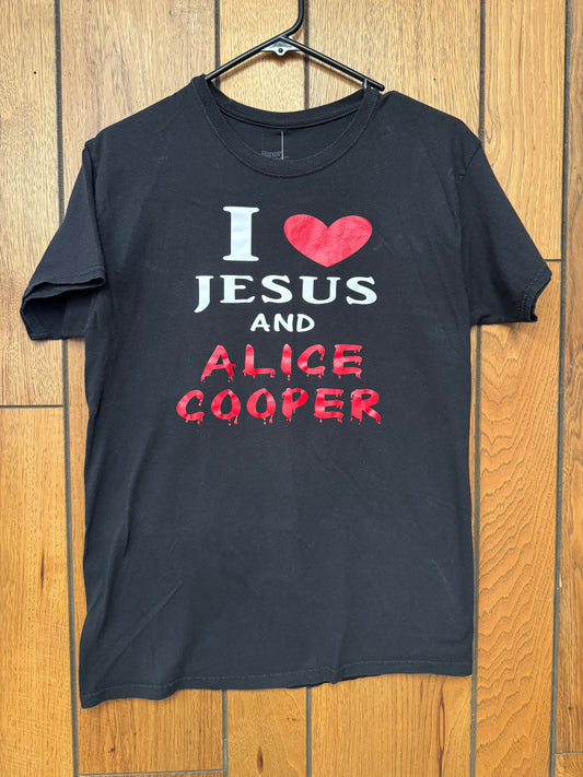 I Love Jesus and Alice Cooper vintage t-shirt size Medium