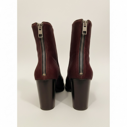 AllSaints Burgundy Pony Hair Ankle Boots size 37