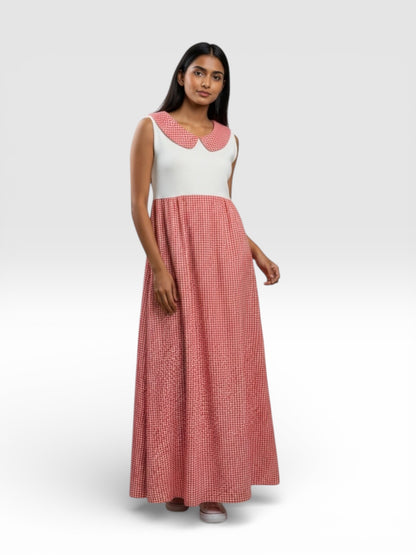 Vintage 60’s/70’s Red Gingham Maxi Dress, sz m