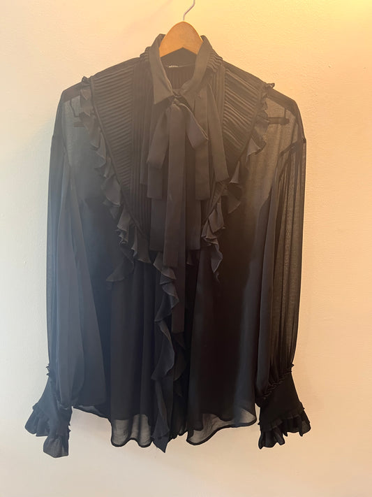 Zara Woman Sheer Black Blouse size M