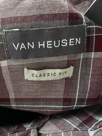 Van Heusen Men’s Casual Button-Down Plaid Dress Shirt, Size M