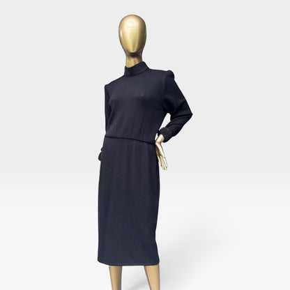 Vintage St. John by Marie Gray, Cutout Back Dress, Black Santana Knit, Size M