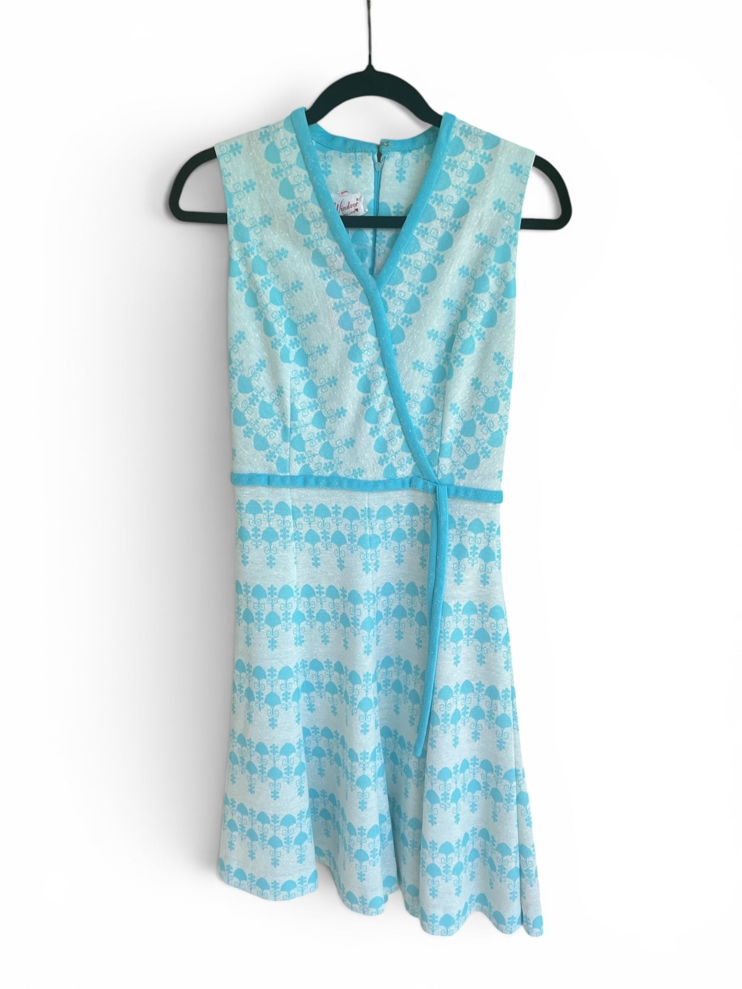 Vintage Kay Windsor Aqua Wrap-Style A-Line Dress, Size XS