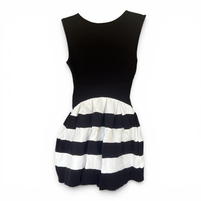 Eva Franco for Anthropologie Black & White Striped Mini Fit and Flare Dress, Size 0