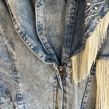 Vintage Denim Fringe Western Dress, size L