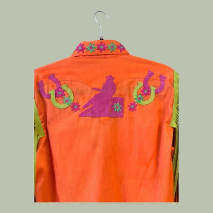 Rockmount Ranch Wear Vintage Western Shirt with Fringe, size small to medium