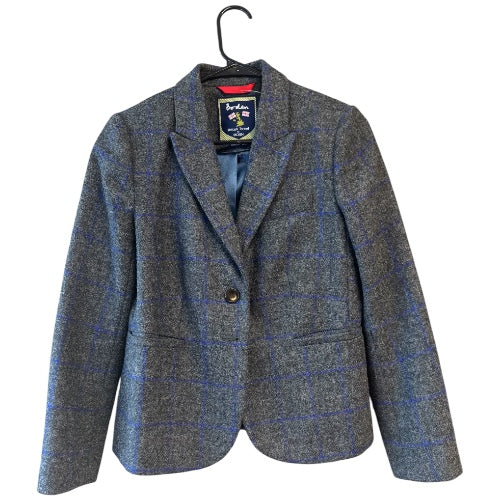 Boden Gray/Blue Wool Plaid Blazer, size 8p