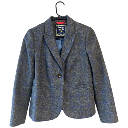 Boden Gray/Blue Wool Plaid Blazer, size 8p