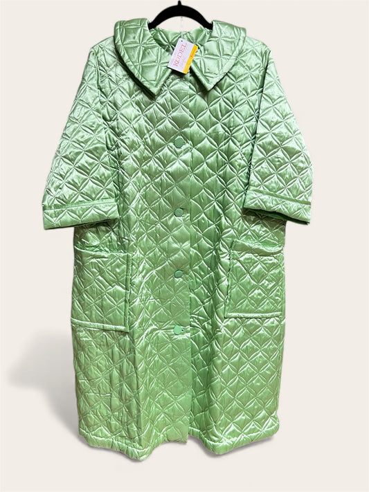NWT 1950s Green Quilted Housecoat, size large