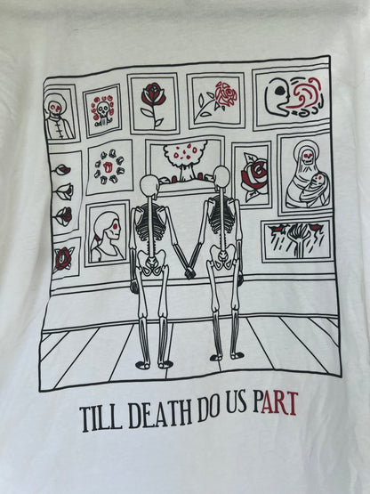 Shared Stories Apparel EUC ‘Til Death Do Us PART Skeleton Art Gallery Graphic T-Shirt, Size L