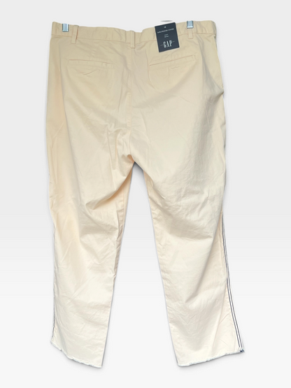 NWT Gap Girlfriend Chinos, Light Peach Color, Frayed Hem, Side Stripes, Size 16