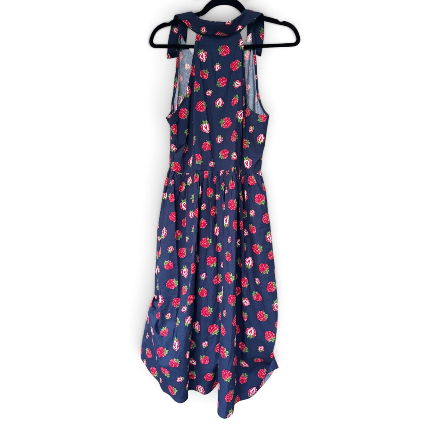 NWT ModCloth Strawberry Print Button-Front Midi Dress – Navy Blue – Size M