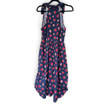 NWT ModCloth Strawberry Print Button-Front Midi Dress – Navy Blue – Size M