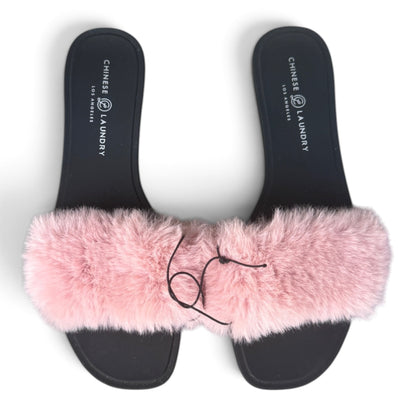 NWOT Chinese Laundry New Pink Fluffy Slides / Sandals, Size 8
