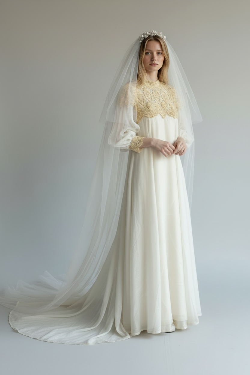 Amazing 1960’s Bohemian Bride Wedding Gown, size s