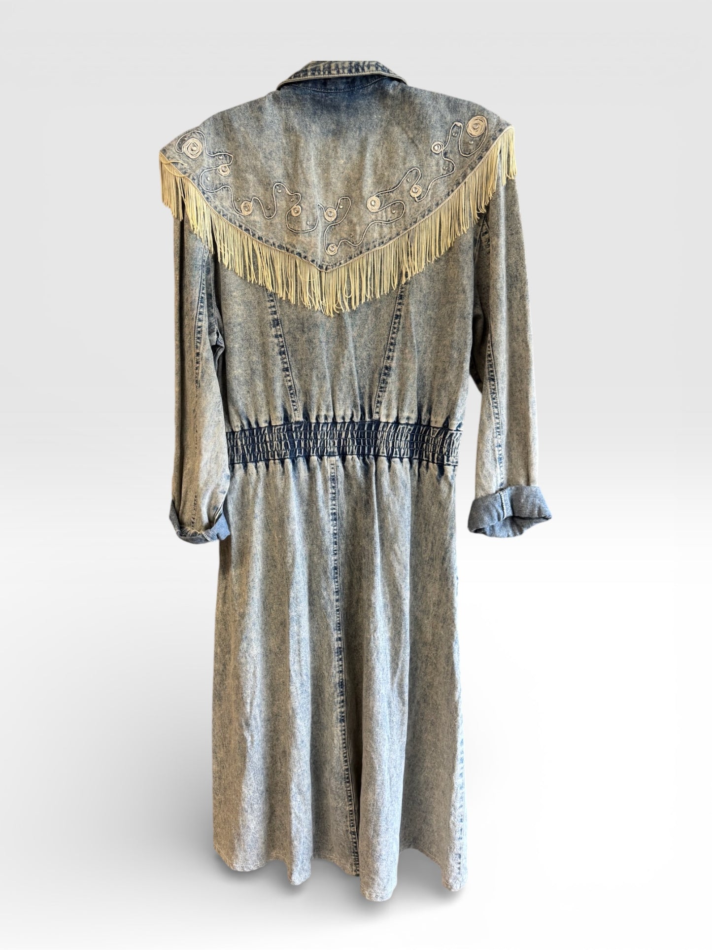 Vintage Denim Fringe Western Dress, size L