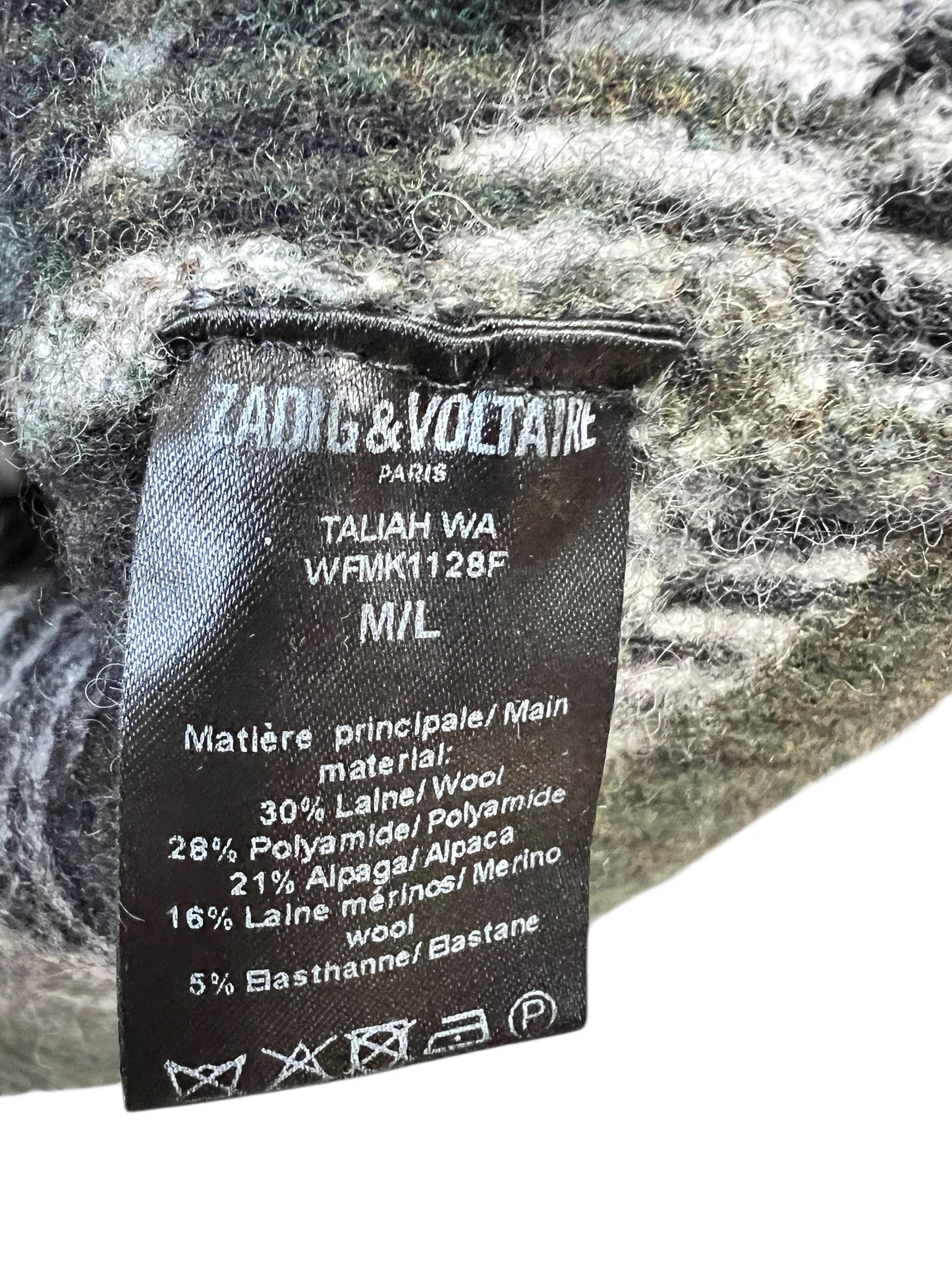 Zadig & Voltaire Cropped Wool Green Sweater, size m/l