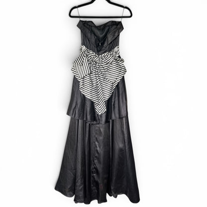 Vintage 80s Gunne Sax Jessica McClintock Black Strapless Prom Dress, Size XS