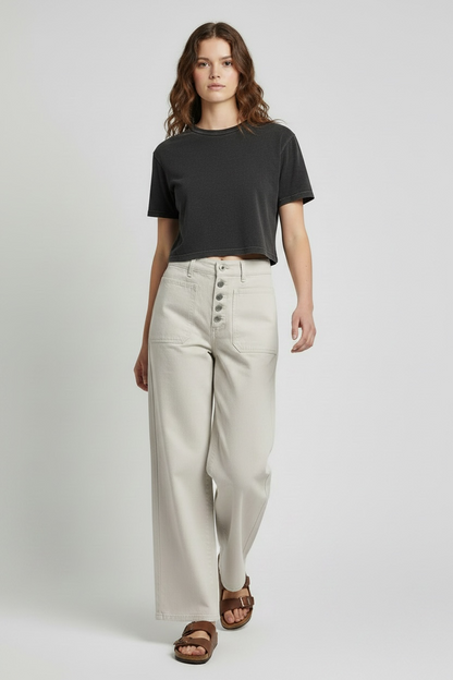 NWT Free People White Wide Leg Pants, size 24