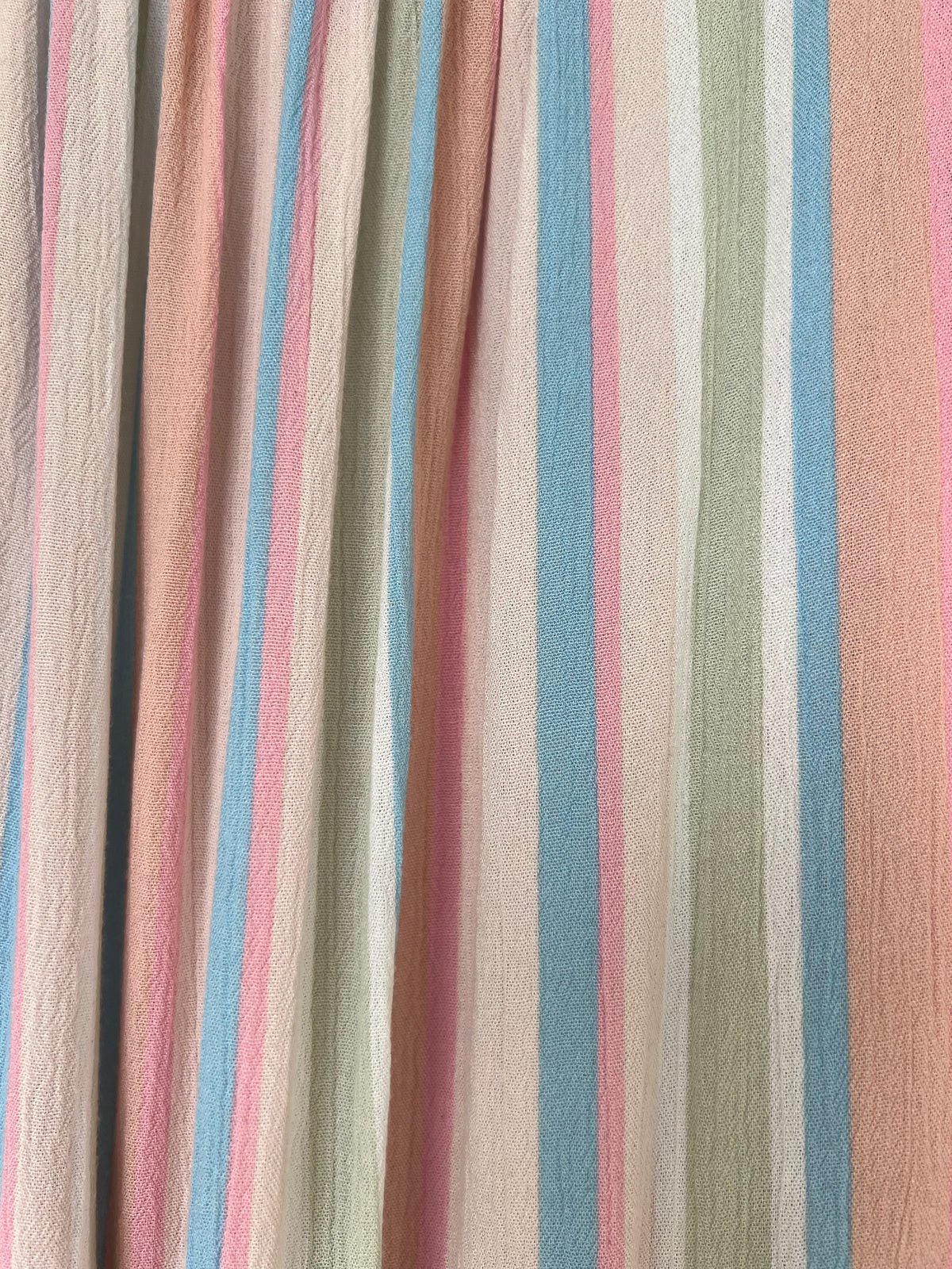 Gauzy Vertical Stripes Midi Tank Dress, Flutter Sleeves, Absolutely Famous, Size L