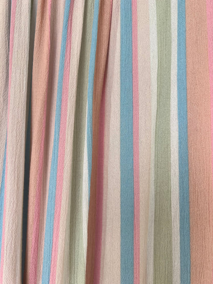 Gauzy Vertical Stripes Midi Tank Dress, Flutter Sleeves, Absolutely Famous, Size L