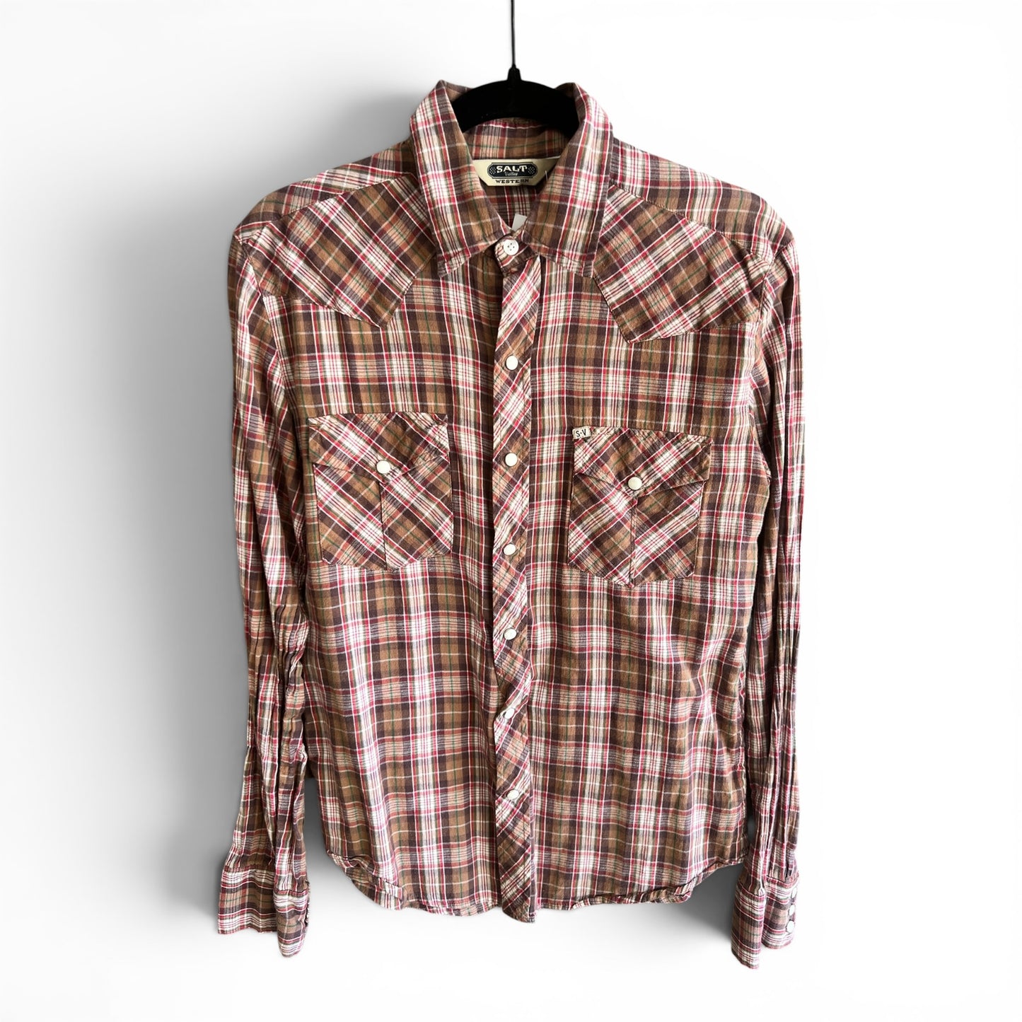 Salt Valley Western Vintage Pearl Snap Button Shirt, size s