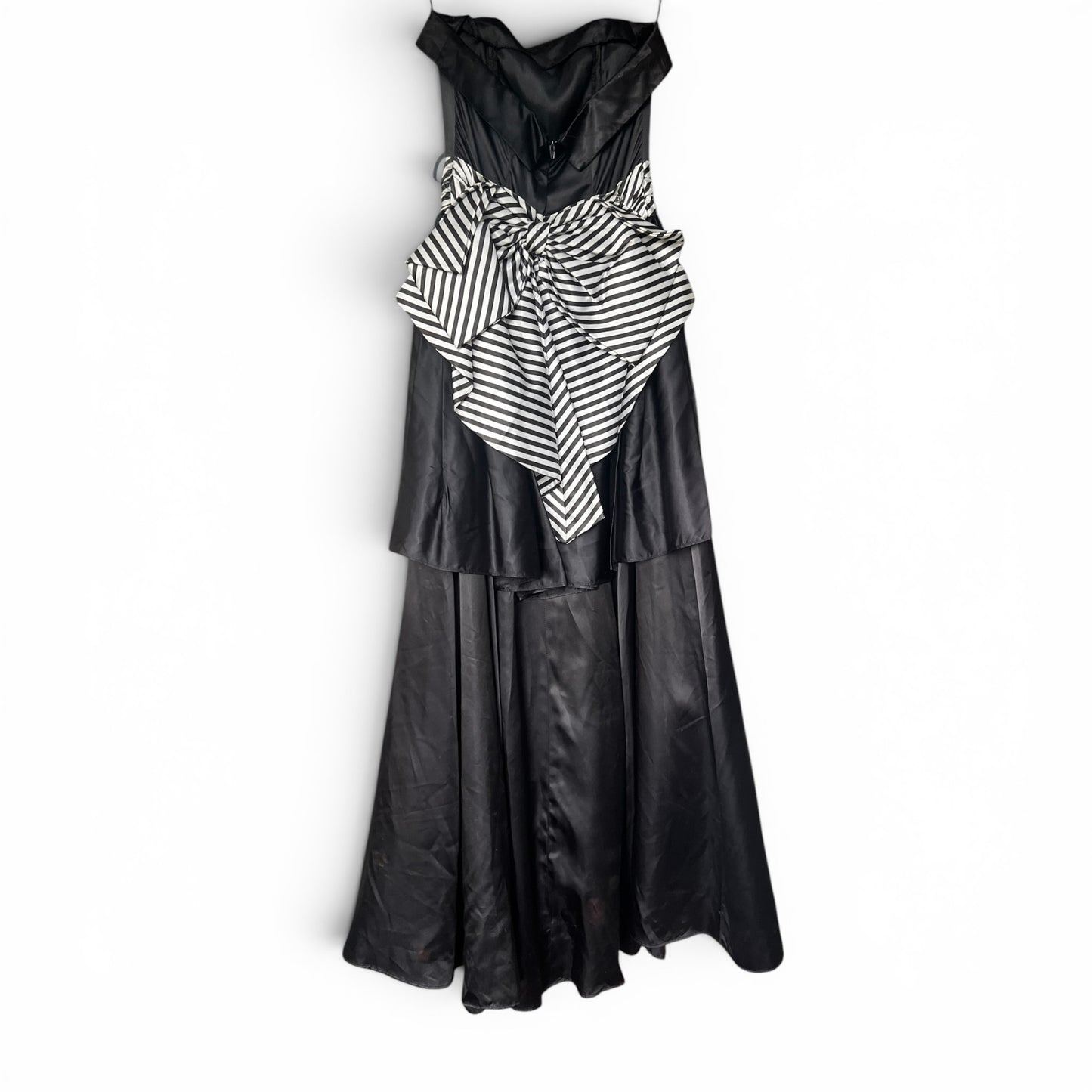 Vintage 80s Gunne Sax Jessica McClintock Black Strapless Prom Dress, Size XS