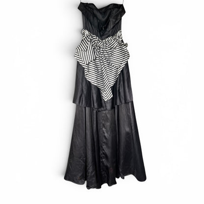Vintage 80s Gunne Sax Jessica McClintock Black Strapless Prom Dress, Size XS
