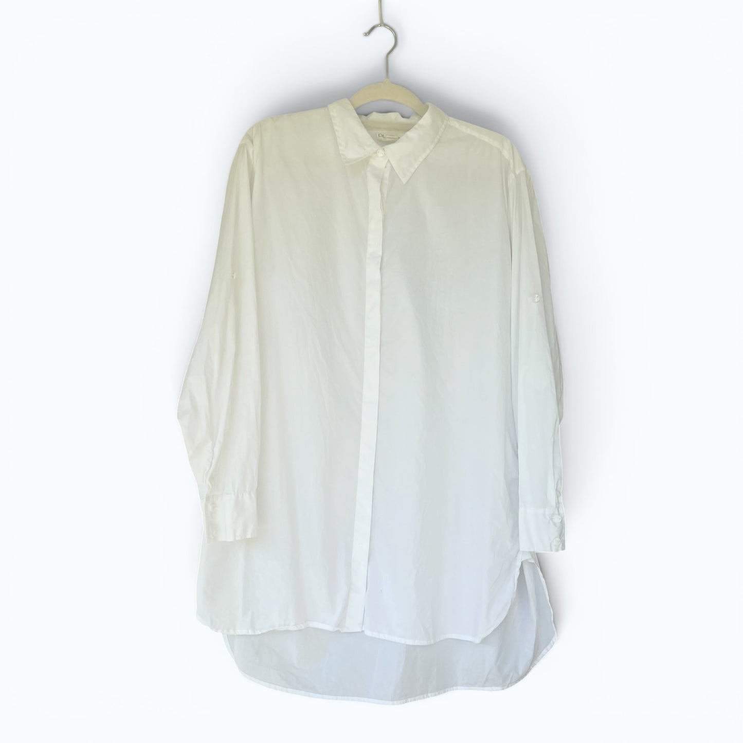 Pure DKNY White Tunic Button Up Vintage Blouse Top, Size Large