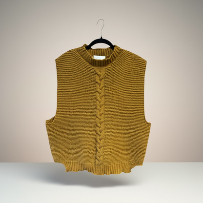 Anthropologie Sweater Vest in Mustard/Brown, one size
