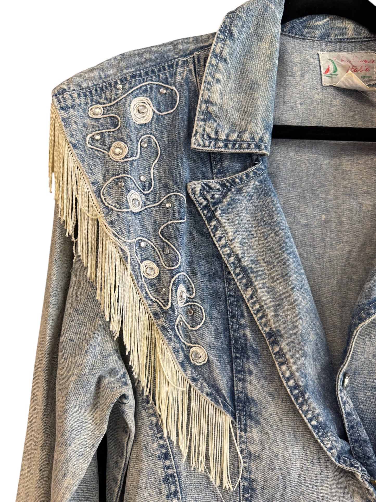 Vintage Denim Fringe Western Dress, size L