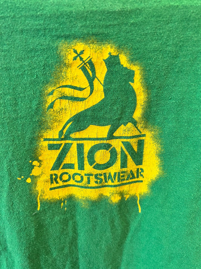 2005 Bob Marley Licensed Zion Rootswear Vintage Green/Yellow Tee size m