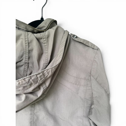 H&M Divided Men’s M-65 Military Field Jacket Hooded Utility Coat Beige Small