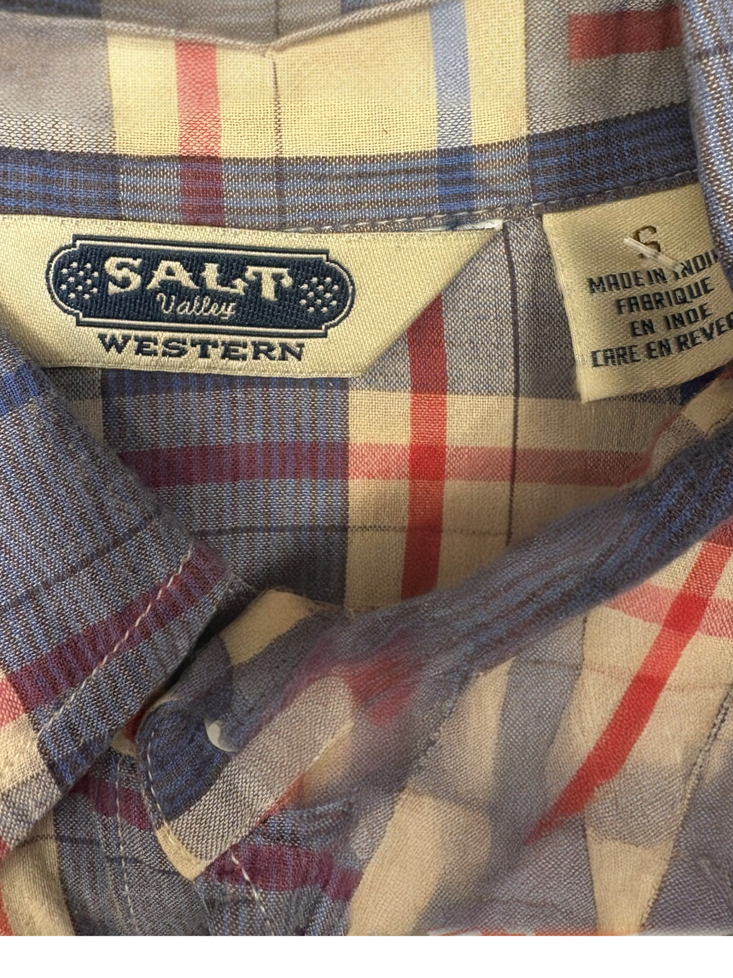 Vintage Salt Valley Western Pearl Button Plaid Shirt, size s