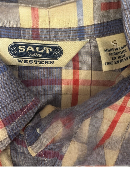 Vintage Salt Valley Western Pearl Button Plaid Shirt, size s