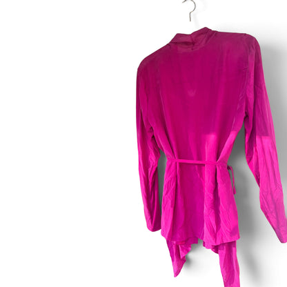 NWT Pure DKNY Magenta 100% Silk Blouse, Size L